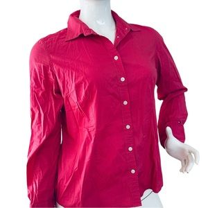 Blusa Mujer Tommy Hilfiger Stretch Extensible Button Up Rosa Talla L Large